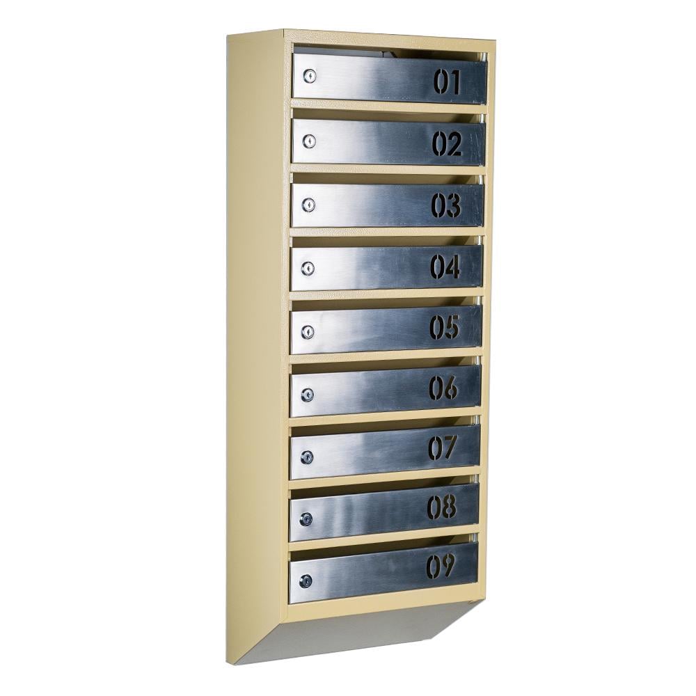 Ящик почтовый многосекционный ЯП09B Бежевый/Нержавеющая сталь (24061106)