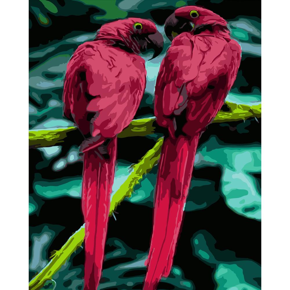 Картина по номерам Strateg Премиум Малиновые Ара 40х50 см (GS468)