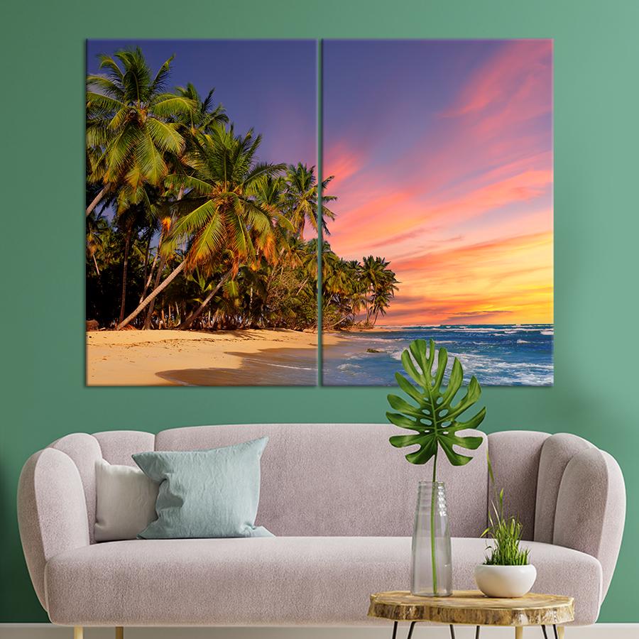 Картина Тропические пальмы на рассвете 165x122 см (1847-2)