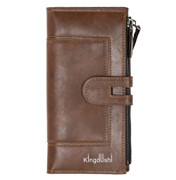 Кошелек женский Kingdushi с карманом для телефона 19x10 см Коричневый