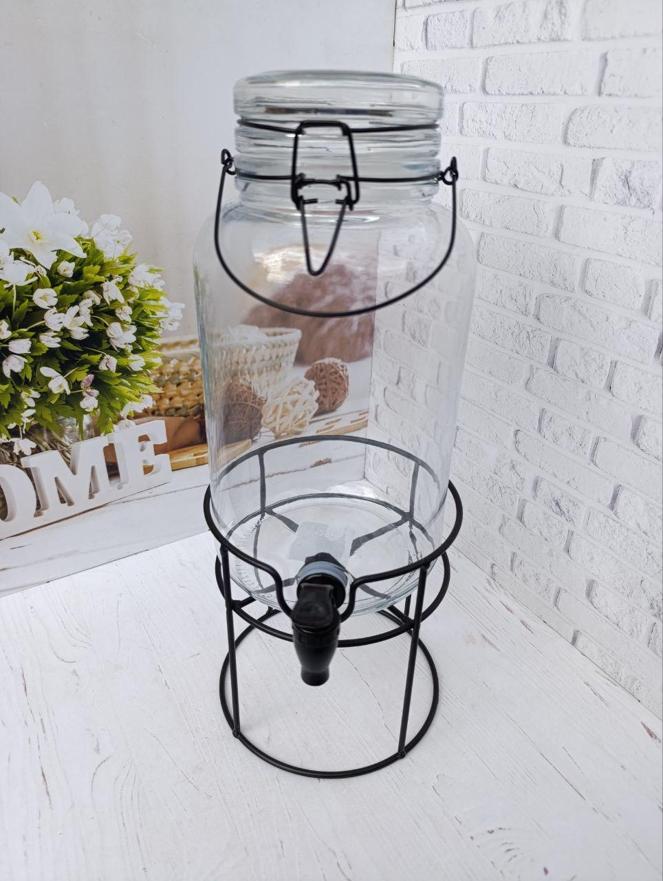 Лимонадник SNT 9036-1 стеклянный на металлической подставке 4 л Прозрачный (9036-1) - фото 2 Лимонадник SNT 9036-1 стеклянный на металлической подставке 4 л Прозрачный (9036-1) - фото 2