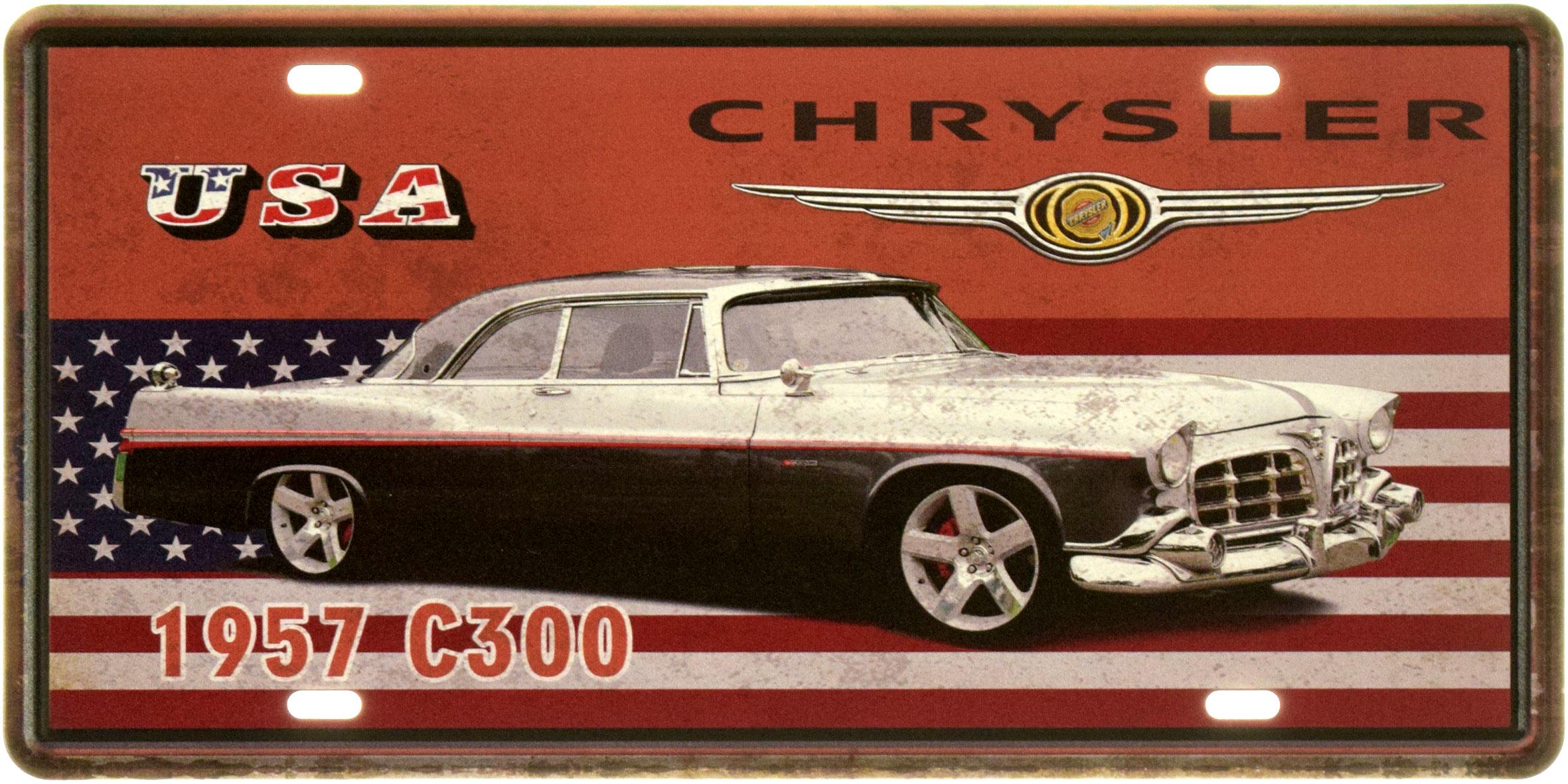 Табличка металлическая "Chrysler C300 1957" 15x30 см (ms-104006)