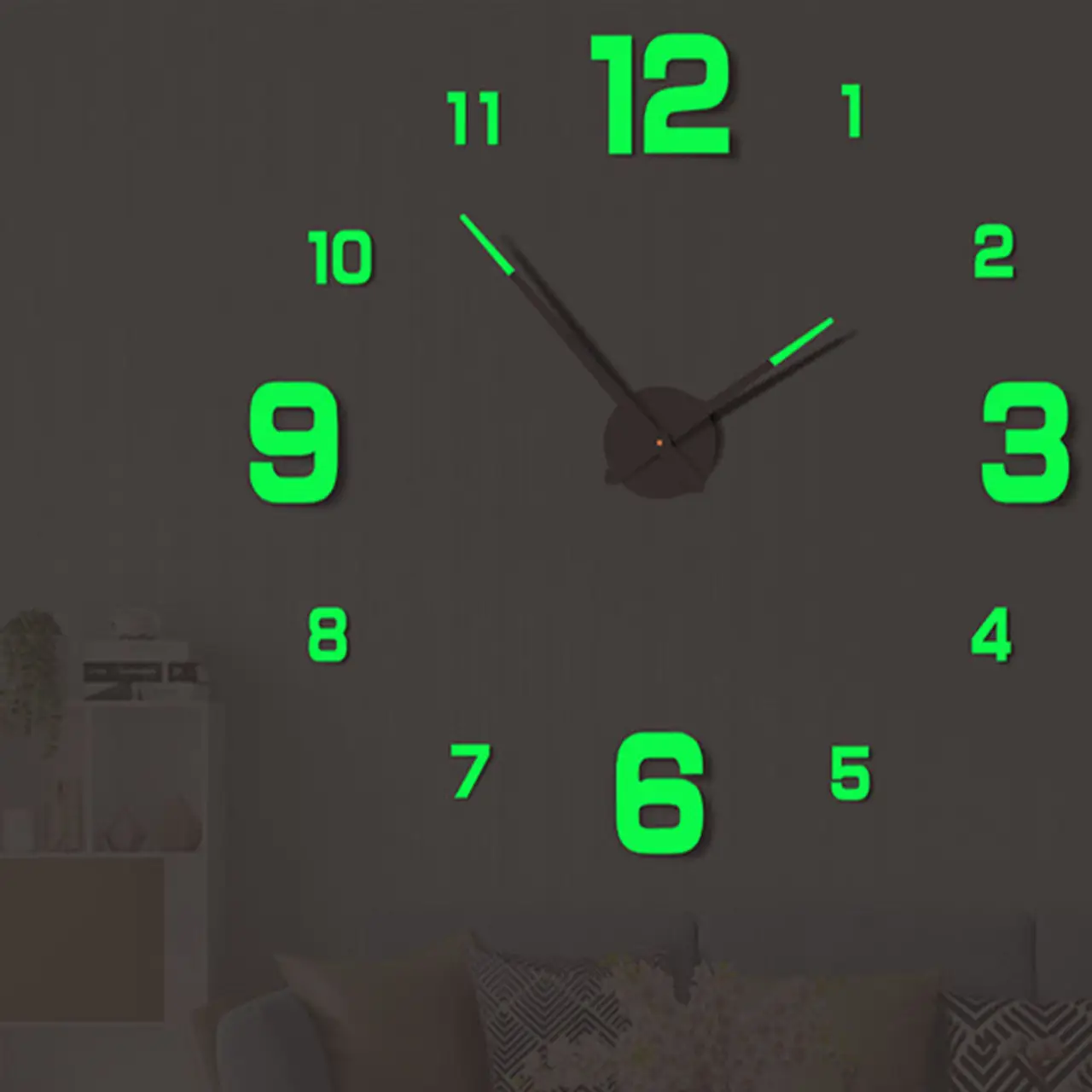 Годинник настінний DIY 3D Realm Mid люмінофор великий безкаркасний самоклеючий 70 см (101111L54) - фото 2