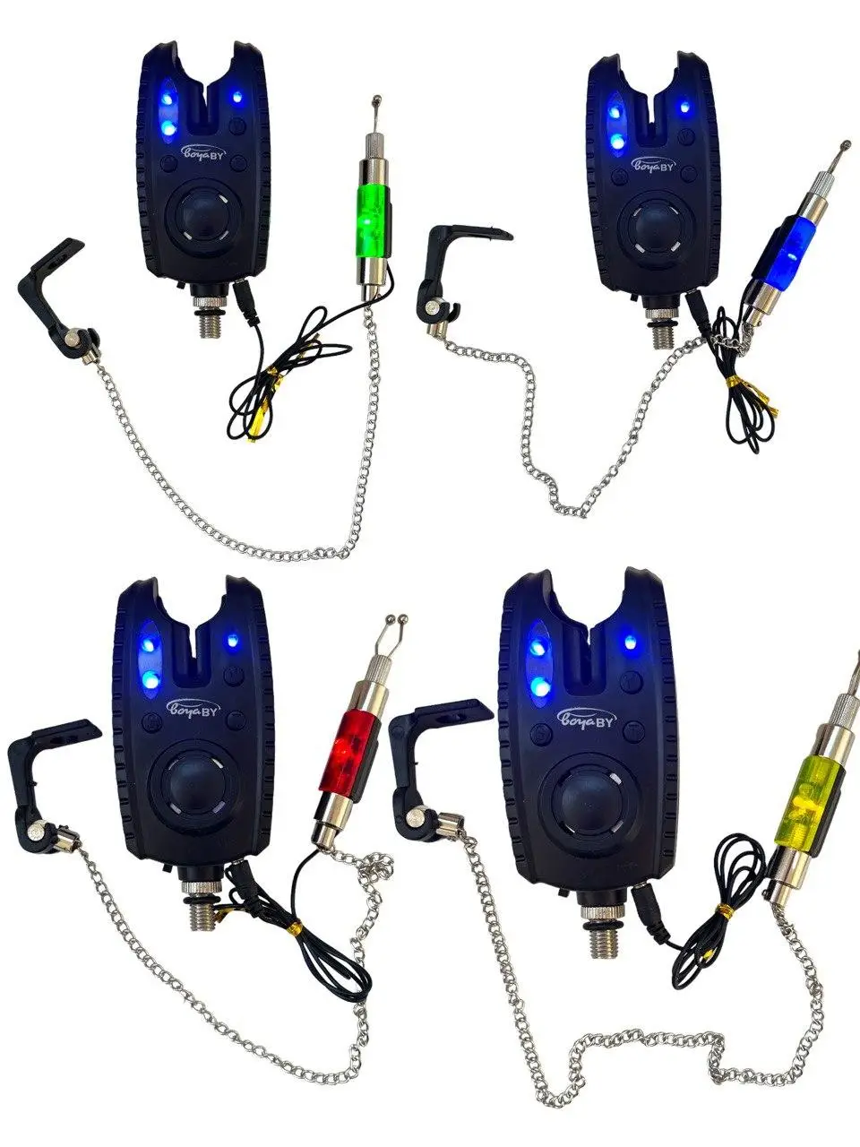 Набор сигнализаторов поклевки BoyaBY Carp Sensor YL-6 и свингеры на цепочке 4 шт. Черный/Разноцветный (1976455124)