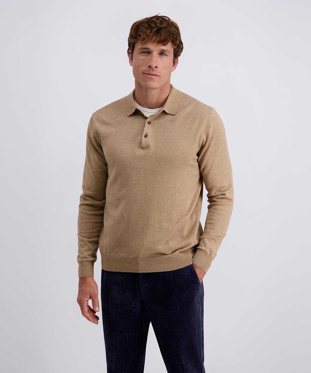 Поло мужское на длинный рукав Pierre Cardin S Бежевый (C5 51714.5133.8018-S)