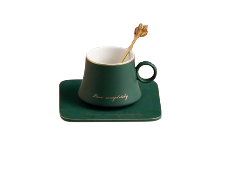 Чашка с блюдцем и ложкой 11429 180 мл Зеленый (4570977)