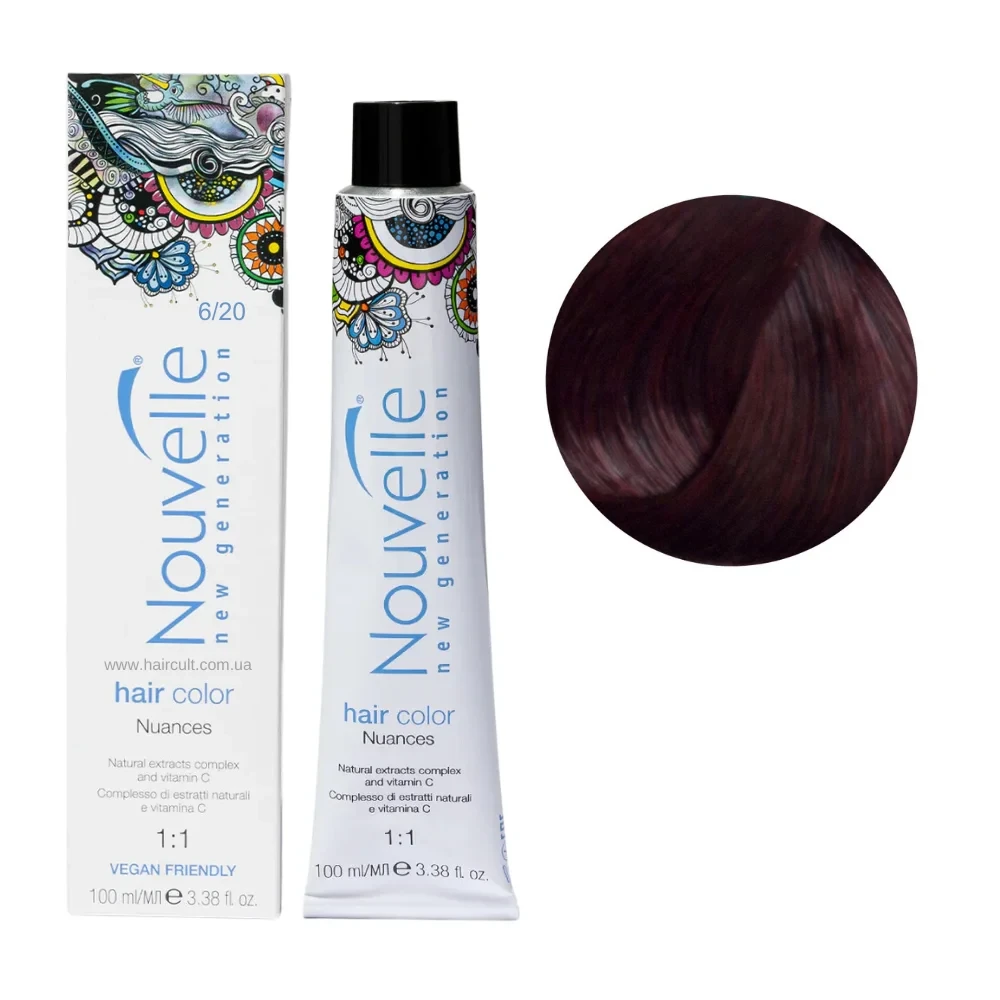 Краска для волос Nouvelle Hair Color 6/20 Темно-фиолетовый русый 100 мл