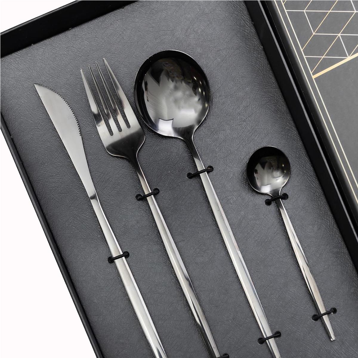 Набор столовых приборов на 6 персон из нержавеющей стали 24 пр. Хром темный (HP-20-45) - фото 3 Набор столовых приборов на 6 персон из нержавеющей стали 24 пр. Хром темный (HP-20-45) - фото 3