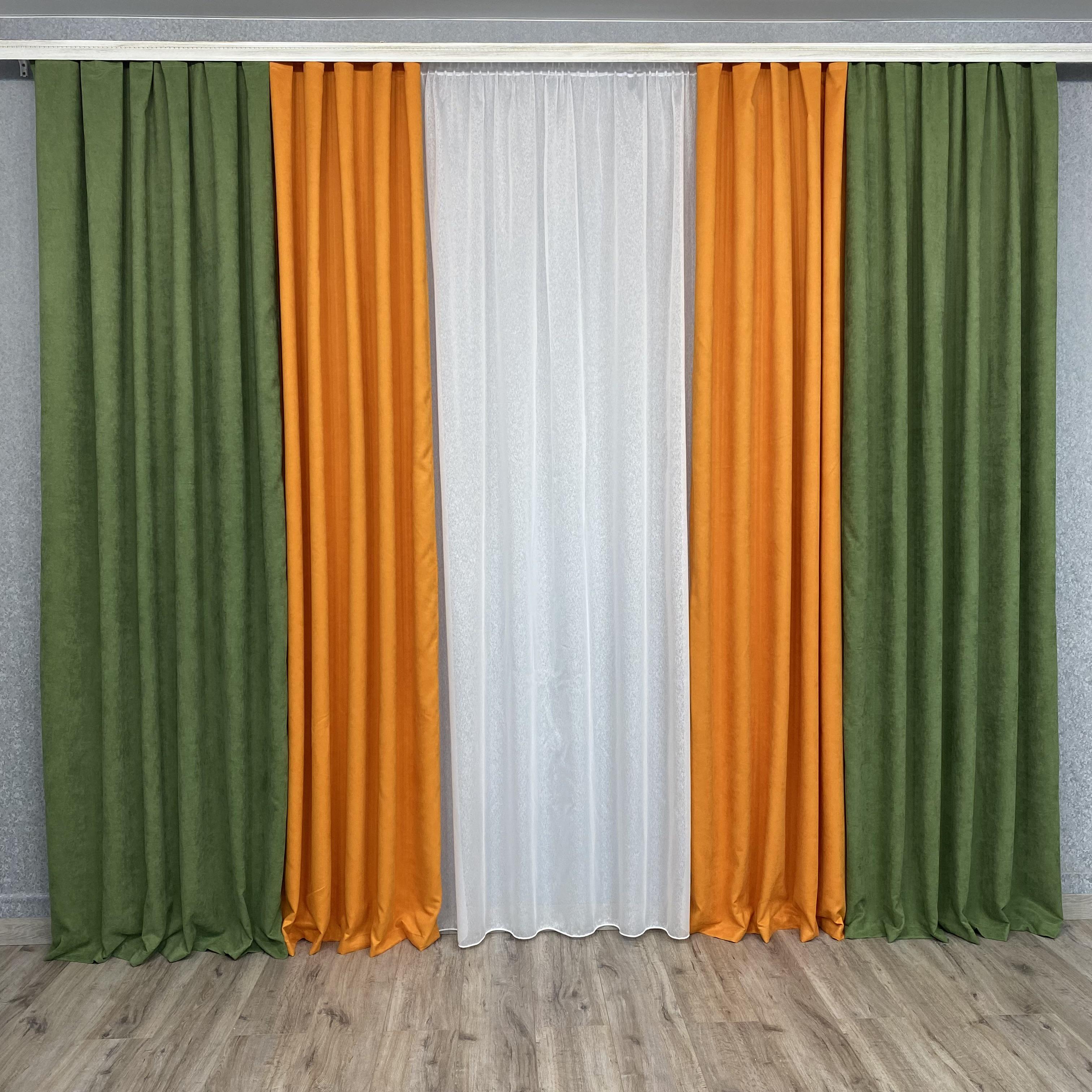 Шторы микровелюр TG Home Дуэт №450 1,50х2,70 м Зелено-оранжевый (450-586/207) - фото 5 Шторы микровелюр TG Home Дуэт №450 1,50х2,70 м Зелено-оранжевый (450-586/207) - фото 5