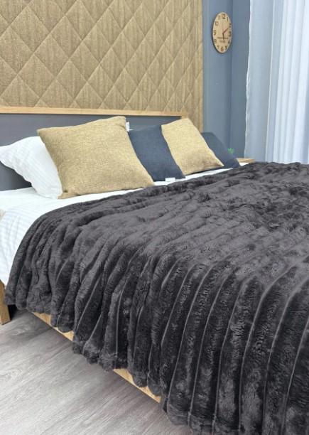 Покрывало на кровать/диван VIP Шарпей в полоску 200х230 см Графитовый (87-139) - фото 4 Покрывало на кровать/диван VIP Шарпей в полоску 200х230 см Графитовый (87-139) - фото 4