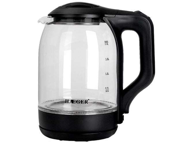 Электрочайник дисковый Haeger HG-7839 стеклянный 2 л 2200 Вт Прозрачный (HG-7839_392)