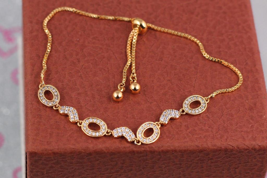 Браслет Xuping Jewelry Сердце на бегунке регулируемый Золотистый