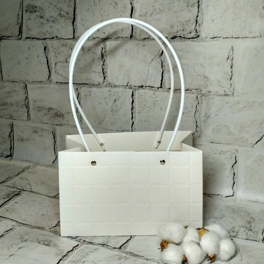 Сумочка для цветов 22х10,5х13,5 см Белый (765-5) - фото 1 Сумочка для цветов 22х10,5х13,5 см Белый (765-5) - фото 1