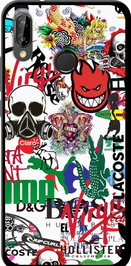 Чехол на Huawei P20 Lite Many different logos (4022b-1410-42517)