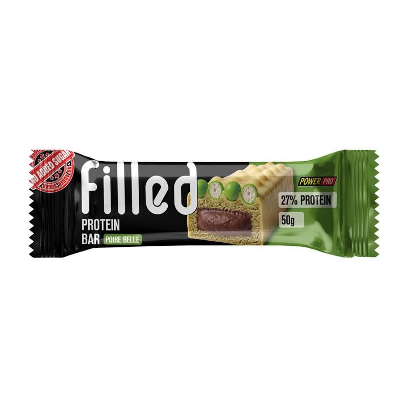 Протеиновый батончик 27% белка с начинкой без добавленного сахара Power Pro Filled Bar 50 г Пуар бель