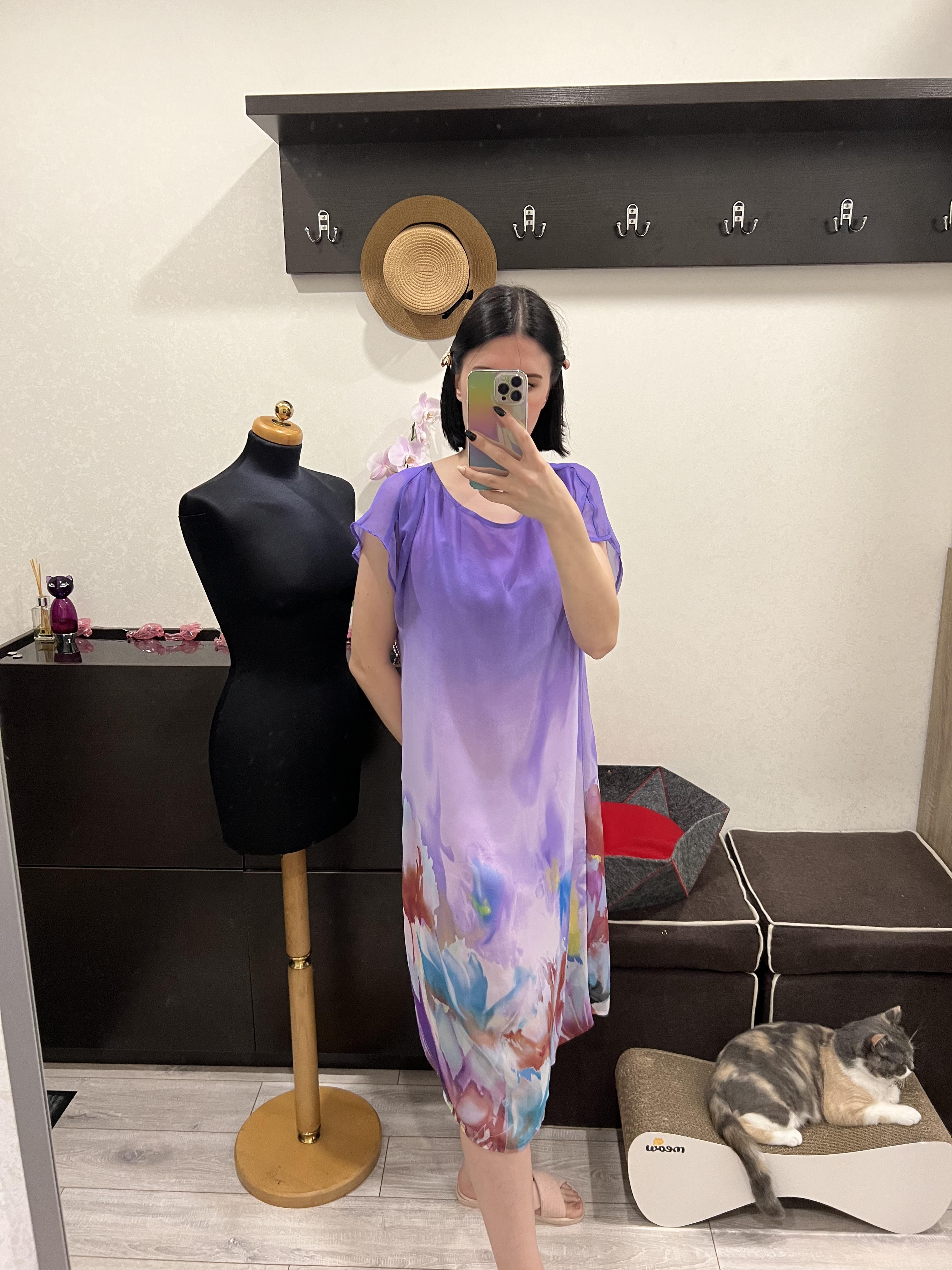 Сарафан з абстрактним квітковим принтом 3XL Фіолетовий - фото 4