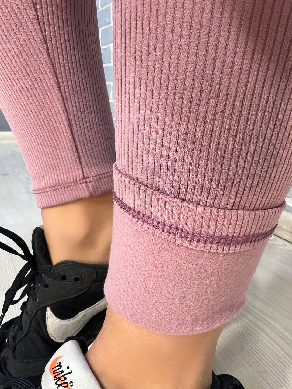 Лосини жіночі LADY HUREM 2395 рубчик широкий пояс утеплені XL Рожевий (1094) - фото 6