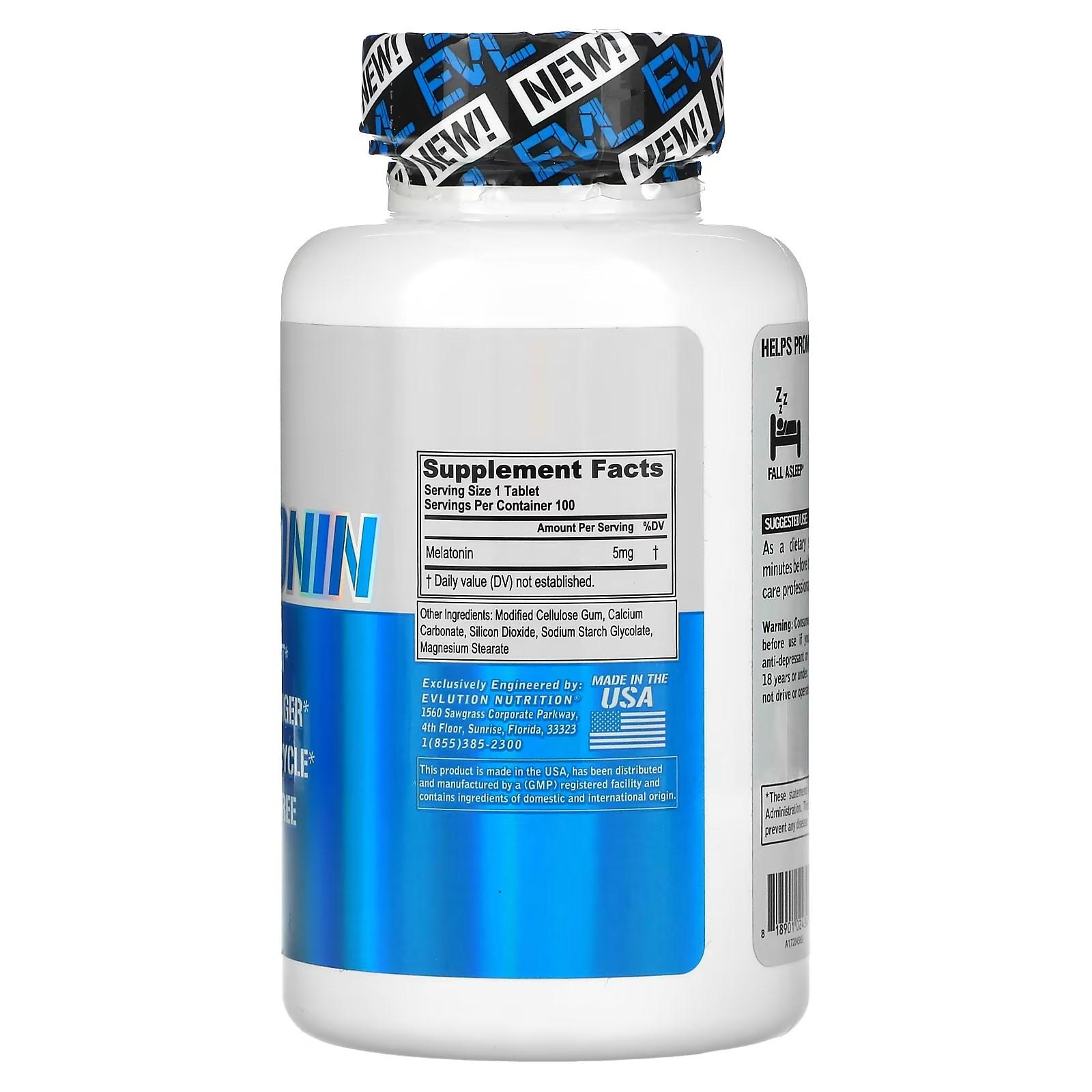 Мелатонін EVL Nutrition Melatonin 5 мг 100 таб. (1399) - фото 2