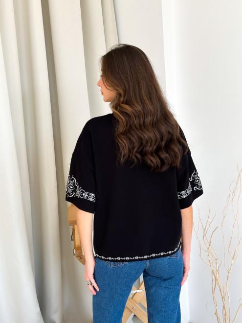 Джемпер жіночий ART KNIT Вишиванка S-М Чорно-білий (35117) - фото 6 Джемпер жіночий ART KNIT Вишиванка S-М Чорно-білий (35117) - фото 6