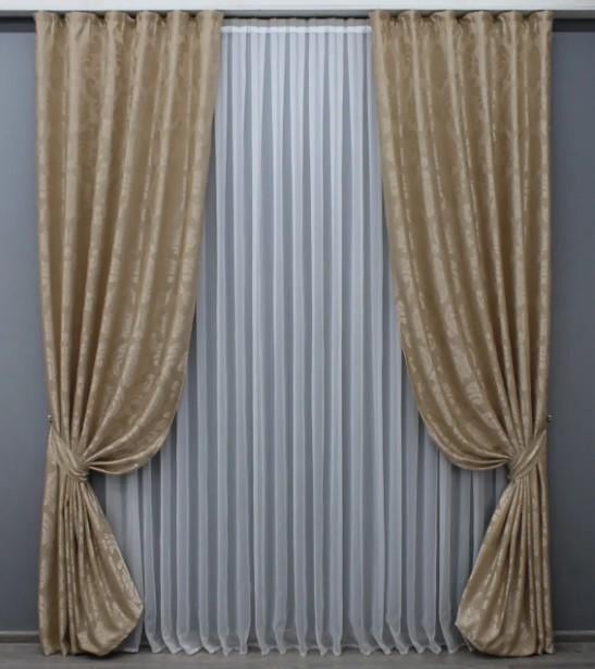 Тканина для штор жакард Ліон Бежевий (531ш) - фото 4