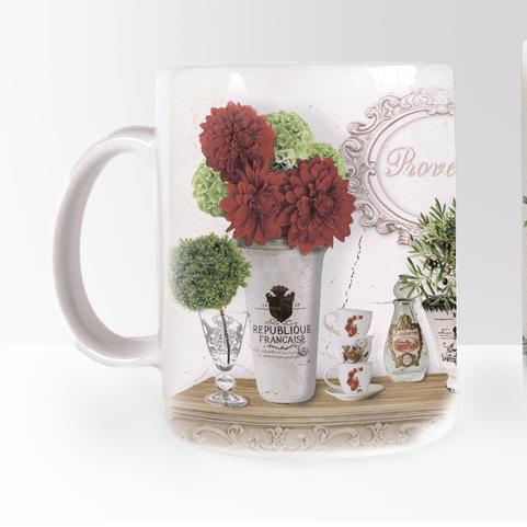 Кружка керамическая Прованс Букет георгин та роз 12 350 мл (прч0102п)