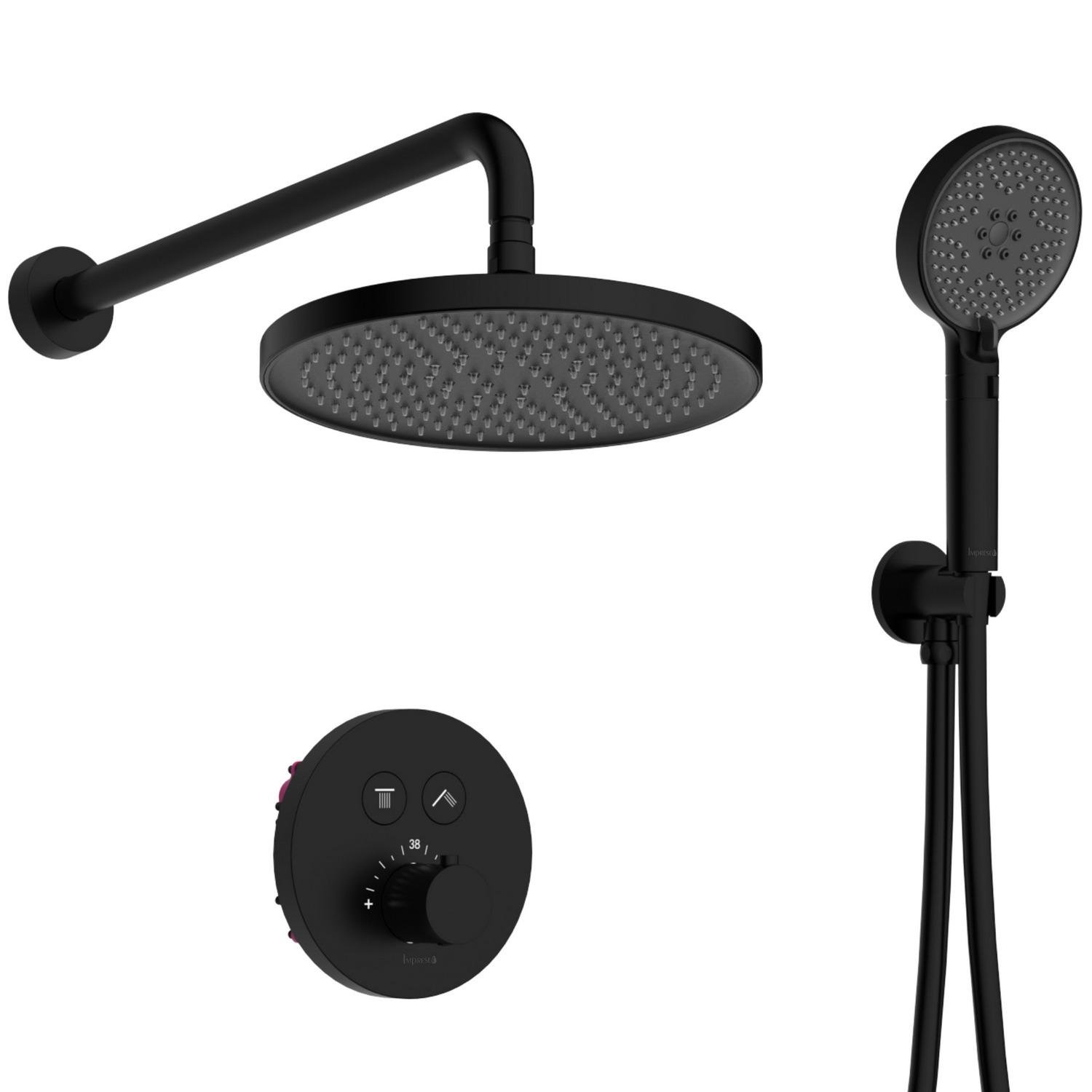 Душевая система скрытого типа Imprese Centrum V-10261ER с верхним душем Черный (240481)