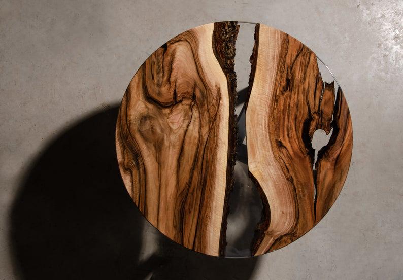 Стіл журнальний річка Балтімор дизайнерський круглий з прозорої епоксидної смоли та масиву горіха 600х480 мм - фото 9 Стіл журнальний річка Балтімор дизайнерський круглий з прозорої епоксидної смоли та масиву горіха 600х480 мм - фото 9