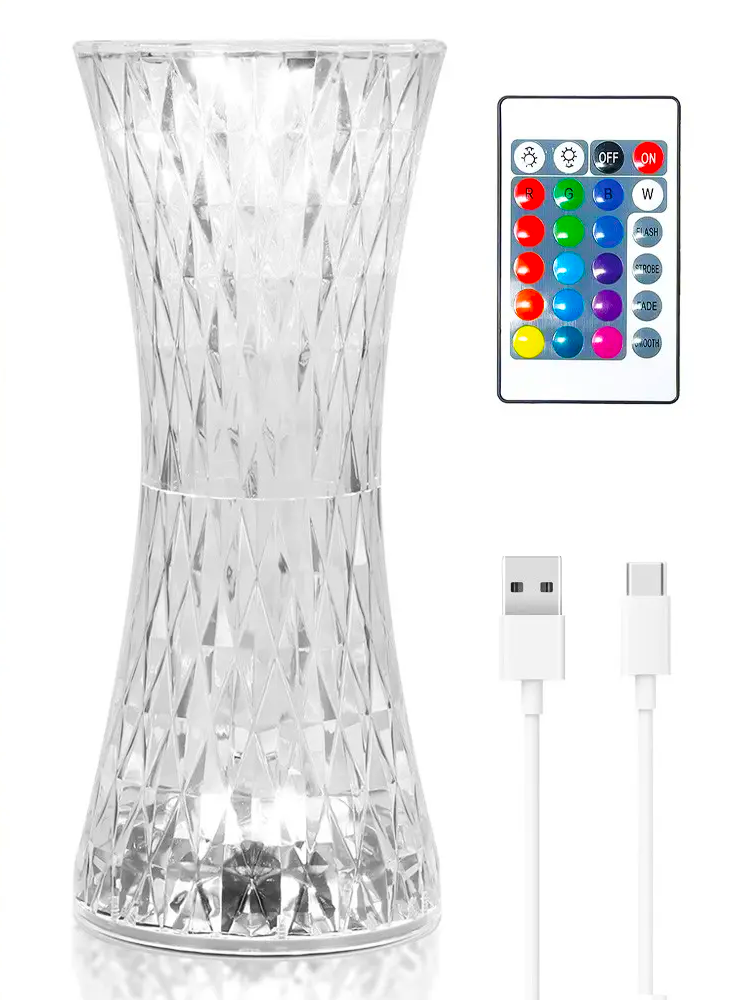 Настольная лампа с пультом и USB-зарядкой RGB Rose Diamond (234588273)