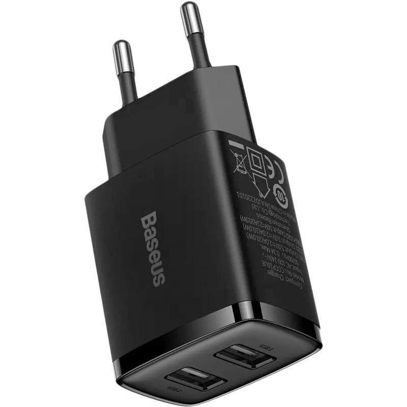 Устройство зарядное Baseus Compact Charger 2 х USB Черный (CCXJ010201) - фото 4