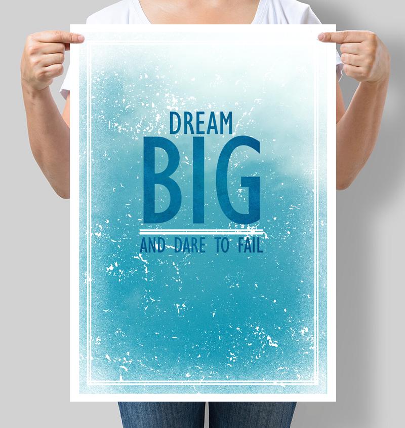 Постер мотивуючий Dream big and dare to fail 42х60 см (М027)