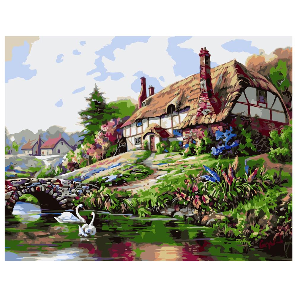 Картина по номерам Strateg Дом возле озера 40x50 см (VA-0208)