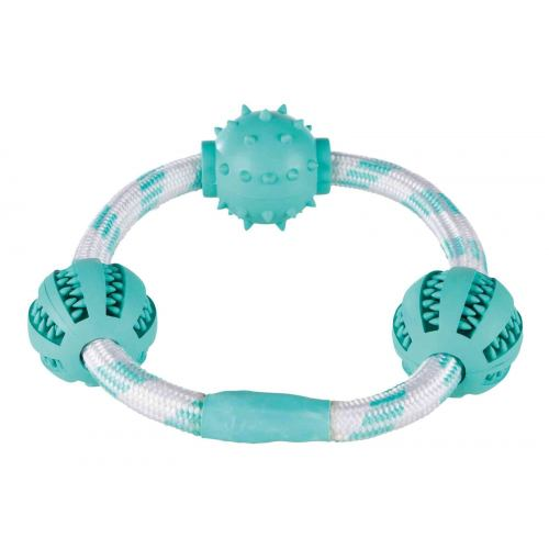 Іграшка Trixie Denta Fun Кільце-канат для собак з м'ячами для чищення зубів з м'ятою гума 20 см (33704)