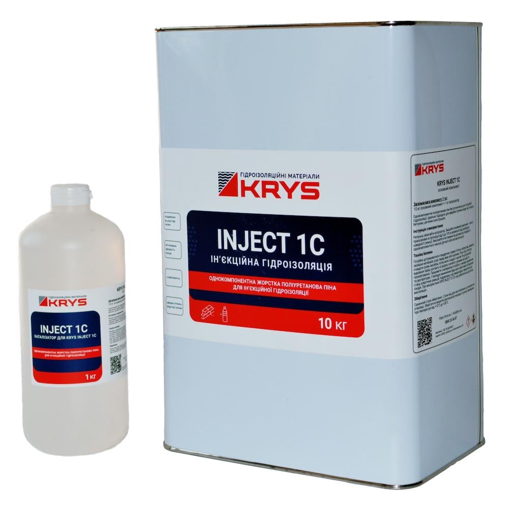 Полиуретановая инъекционная пена KRYS INJECT 1C 1-компонентная 10 кг + 1 л (21035)