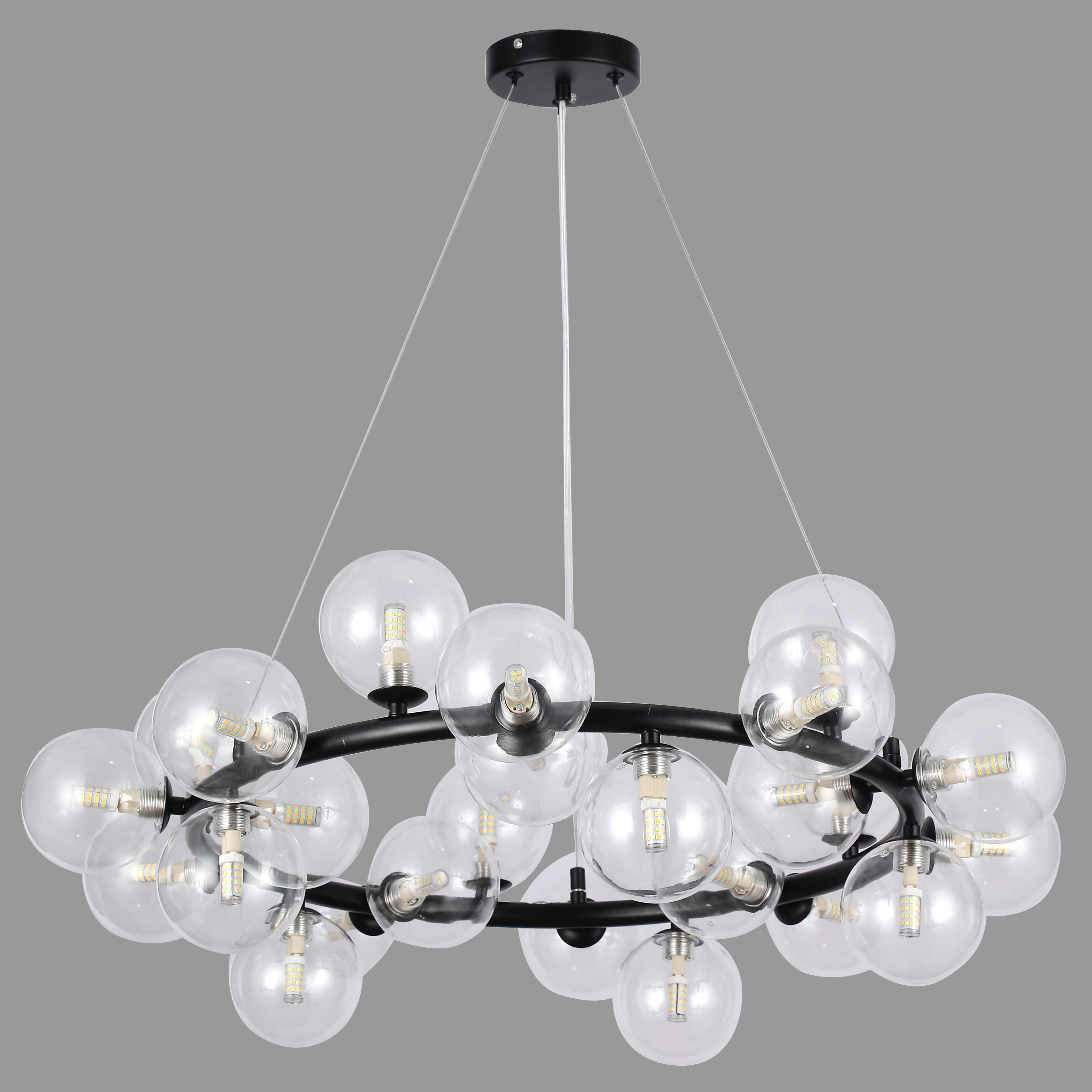 Люстра круглая на 25 ламп с прозрачными плафонами Черный (84-1019-25 BK+CL)