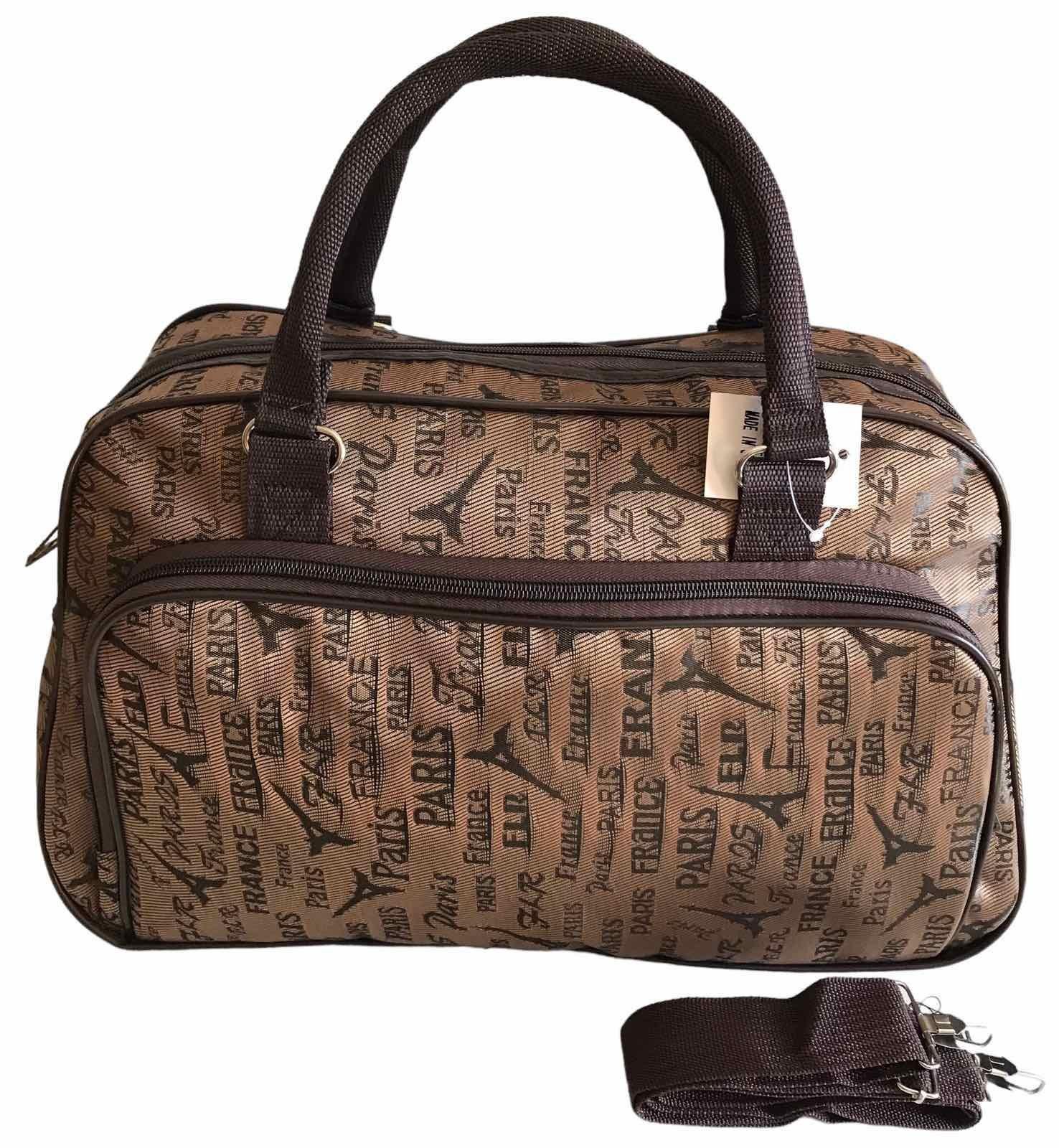 Сумка дорожная ручная кладь с длинным ремнем через плечо Коричневый (8802BP)
