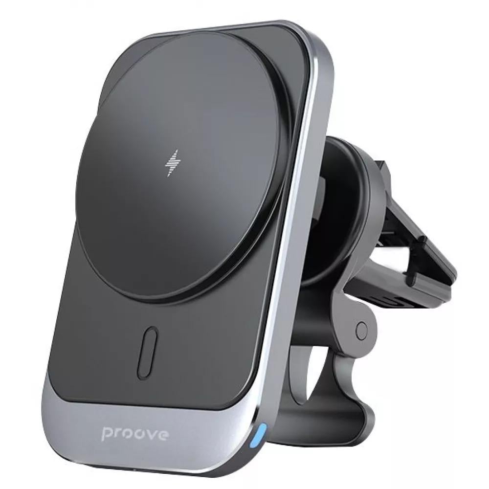 Автомобільний тримач з бездротовим зарядним пристроєм Proove Square Magnetic Pro 15W Black