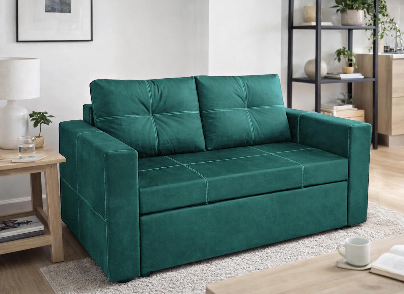 Диван раскладной прямой Tobi Sho Аркс 150x93 см изумрудный велюр (Emerald)