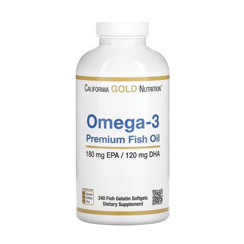 Рыбий жир California Gold Nutrition Omega-3 Premium Fish Oil 240 капс. (22018-01) Рыбий жир California Gold Nutrition Omega-3 Premium Fish Oil 240 капс. (22018-01)