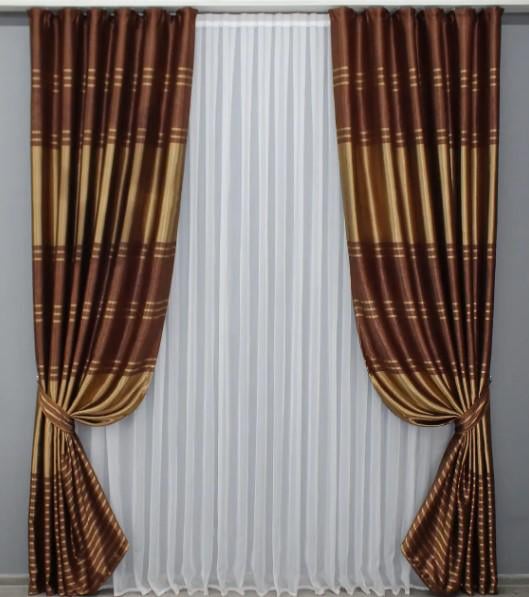 Фотошторы двухсторонние 1,5х2,7 м 2 шт. Коричневый/Золотистый (1392ш) Фотошторы двухсторонние 1,5х2,7 м 2 шт. Коричневый/Золотистый (1392ш)
