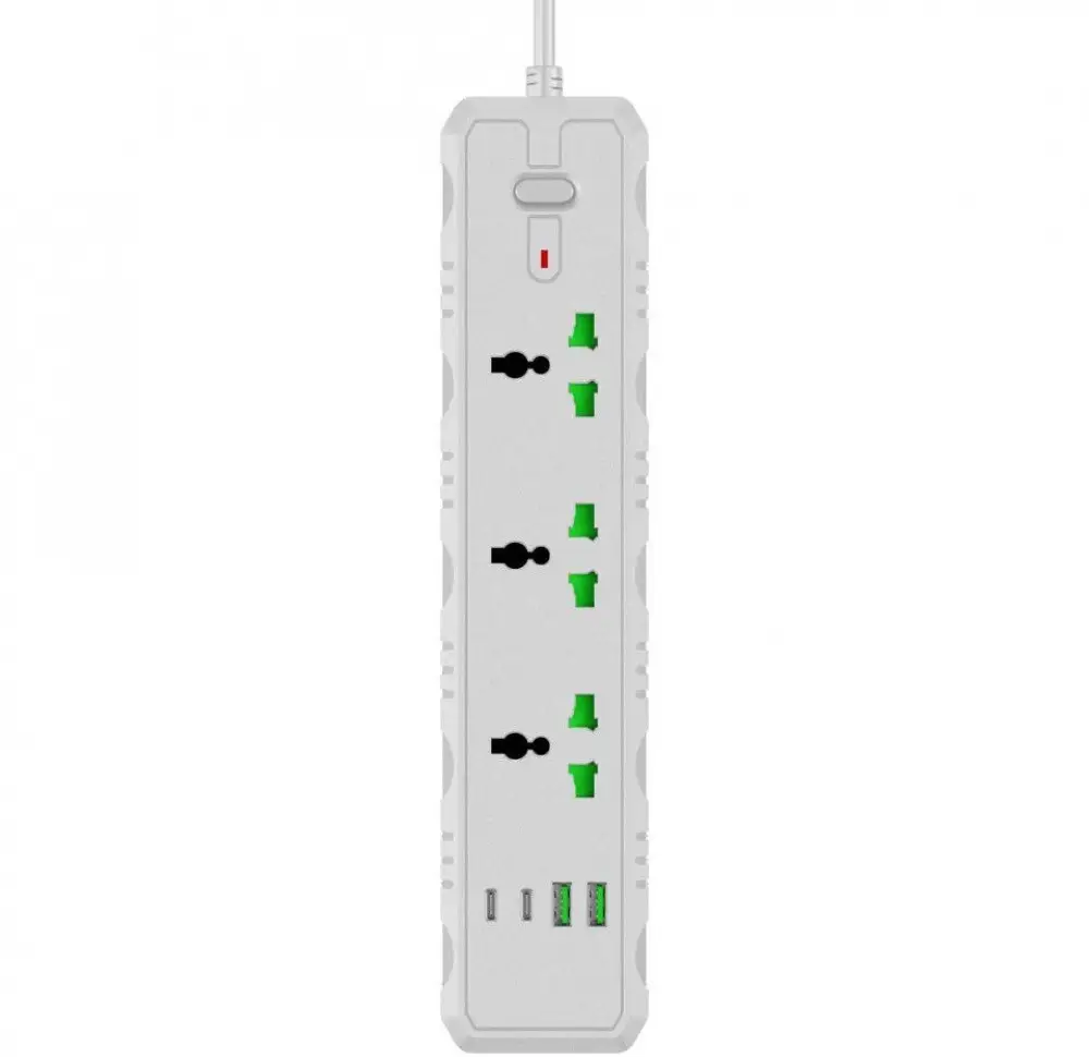 Удлинитель T25-QC 3 розетки/2 USB/2 Type-C защита от перегрева 2 м 3000 Вт Белый (36879)