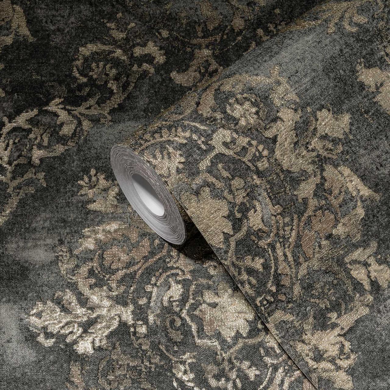 Обои флизелиновые AS Creation Garda 38729-6 винил горячего тиснения 1,06х10,05 м Графитовый