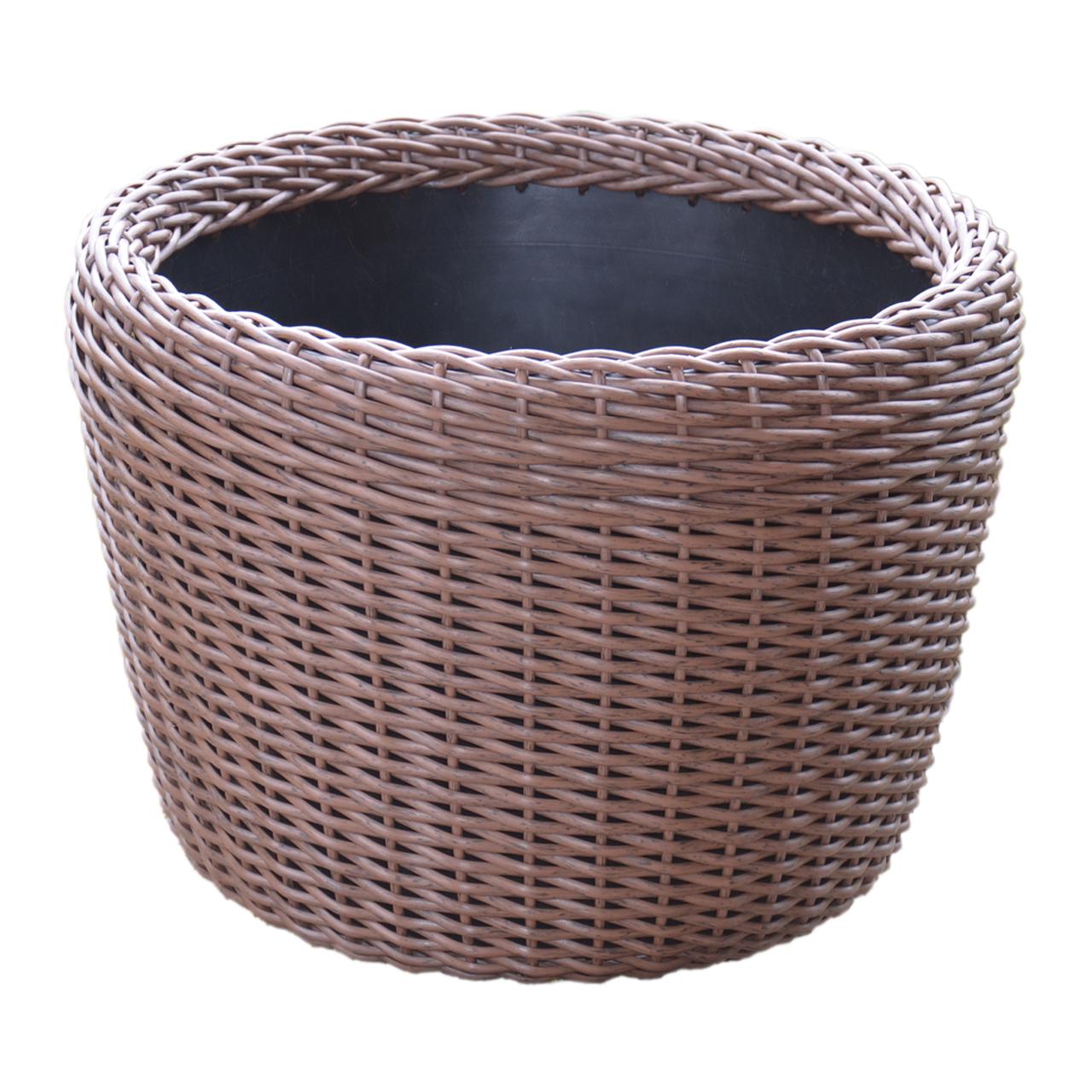 Кашпо большое для растений и цветов из искусственного ротанга/ручной работы 60 л Молочный шоколад (12343666) - фото 1