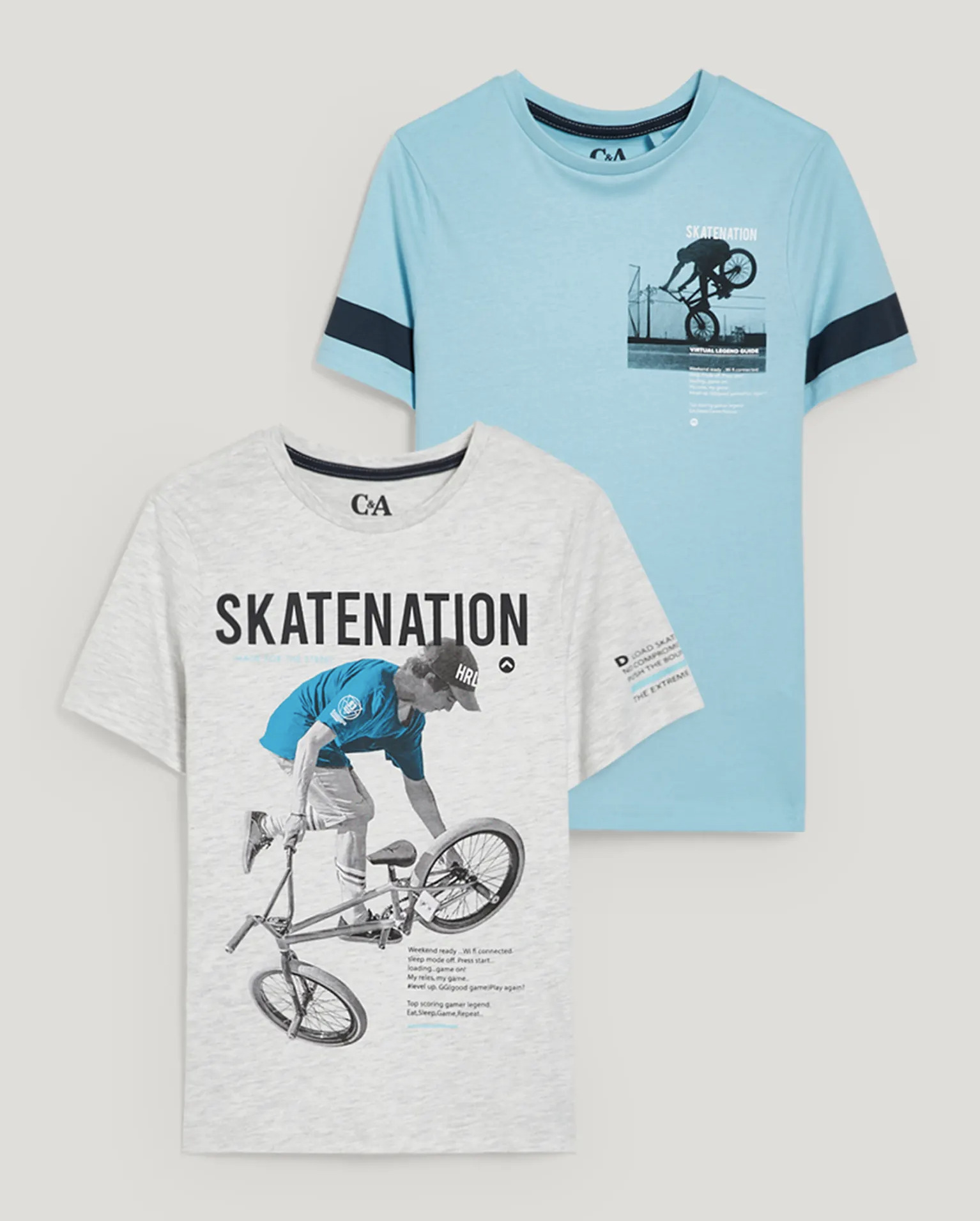 Набор футболок для мальчика C&A 158-164 см Голубой/Светло-серый (2153708)