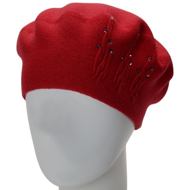 Берет жіночий подвійний Novita Перо віскозний L/57-58 Червоний (276178)