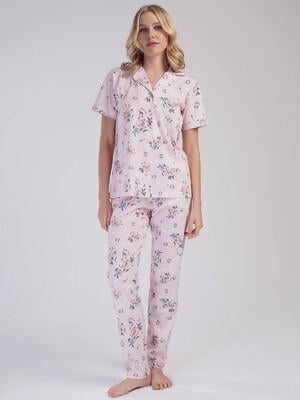 Пижама женская хлопковая на пуговицах со штанами (vien-3114159323) - фото 5 Пижама женская хлопковая на пуговицах со штанами (vien-3114159323) - фото 5