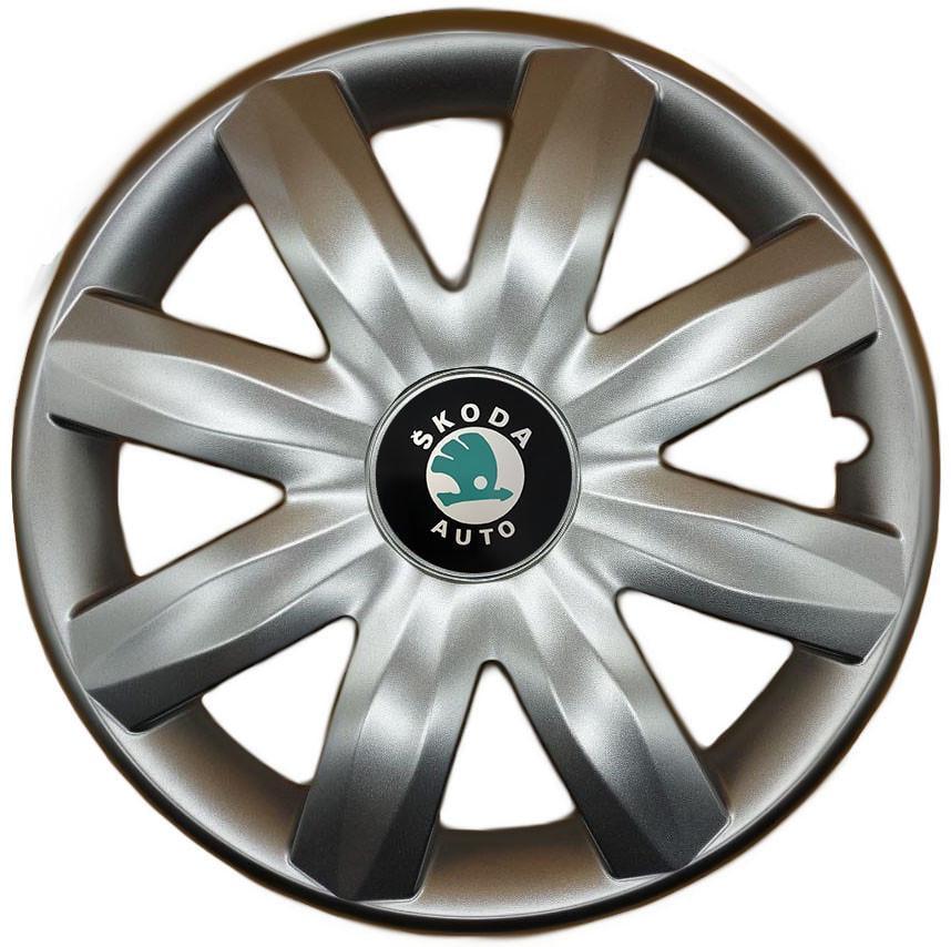 Колпаки модельные R14 Skoda 221 4 шт. SJS Серебряный/Зеленый (2654555895)