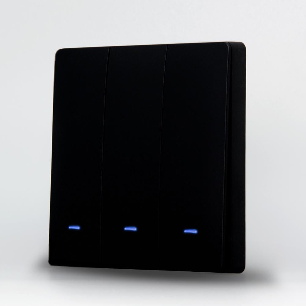 Вимикач Tuya/Ewelink 3 клавіші без нуля Zigbee Чорний Вимикач Tuya/Ewelink 3 клавіші без нуля Zigbee Чорний
