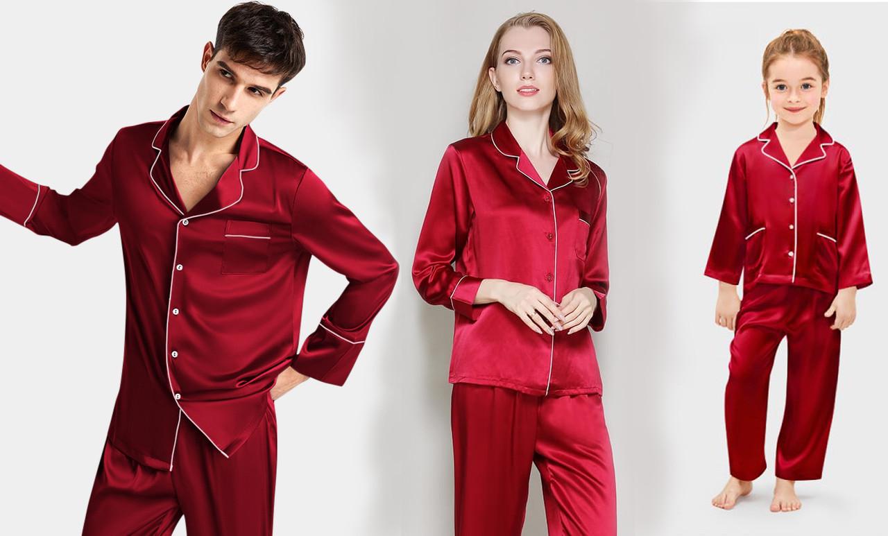 Пижамы парные семейные Family Look шелковые XXL (4635/4)