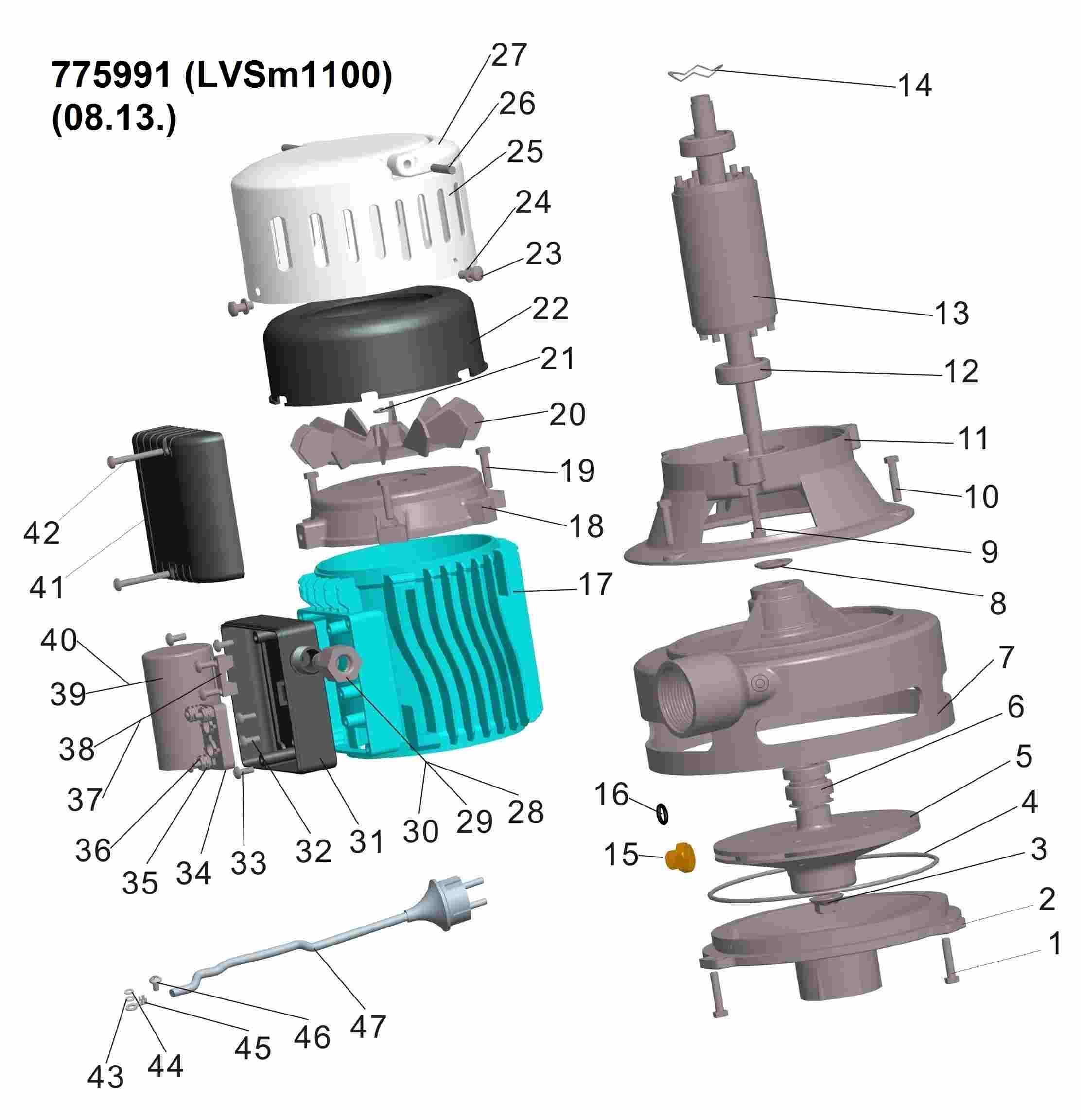 Насос відцентровий вертикальний LEO LVSm1100 0,75 кВт Hmax 21,5 м Qmax 190 л/хв (775991) - фото 3