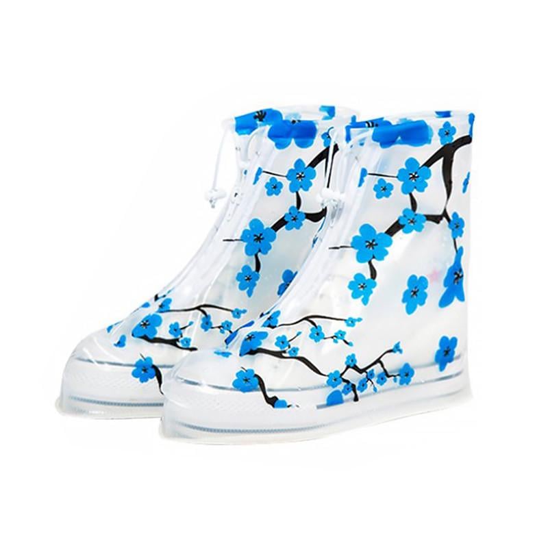 Гумові бахіли Lesko SB-102 Синя сакура 26 см на взуття від дощу